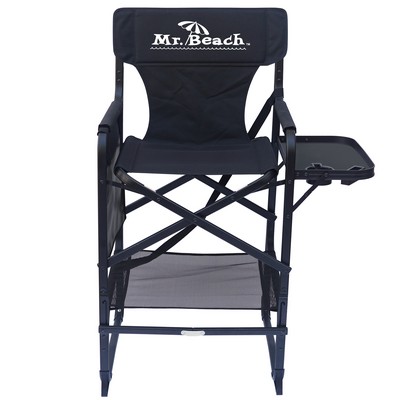 Folding Bar Height Director Chair w/Replaceable Back and Side Tray Table